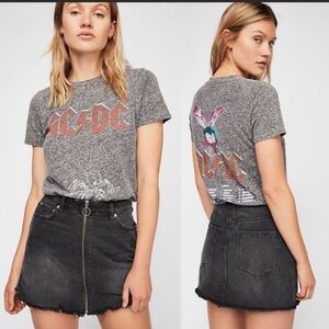 Free People We the Free Black jean mini skirt zip it up size 25